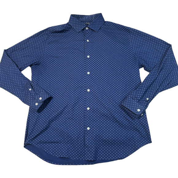 Madison Shirt Mens Large Navy Floral Long Sleeve Slim Fit Collared Button Down - Picture 1 of 7